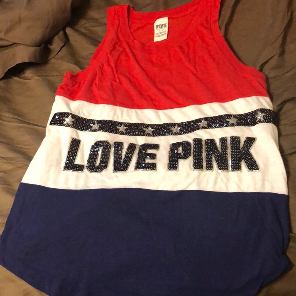 Fourth of July love pink tank top